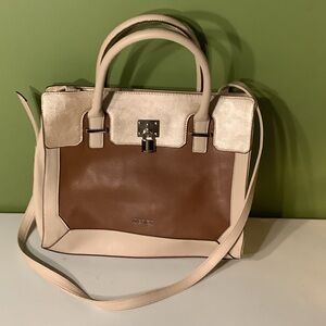 Nine West gold, brown, and bone bag, EUC